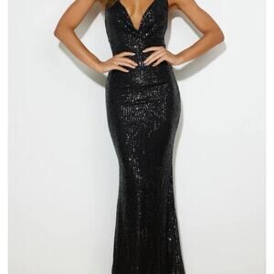 Hello Molly Black Sequin Mermaid Prom Dress
